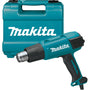 Makita HG6031VK Heissluftgebläse Kit – 1800 Watt, blau-schwarz, pistolenförmig. Erzeugt Heissluft für professionelle Materialbearbeitung.