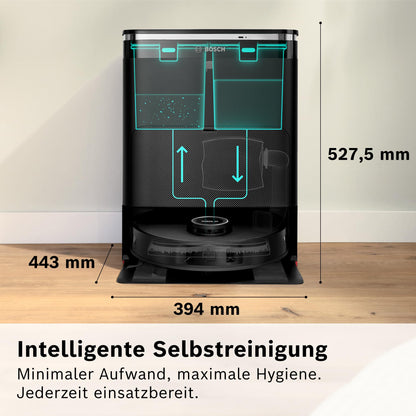Bosch Spotless Max BCRDW3B Saugroboter mit Wischfunktion, schwarz