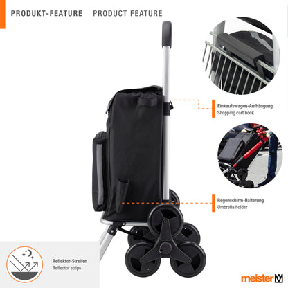 Meister Treppensteiger Einkaufstrolley Schwarz 54+5 L Einkaufsroller