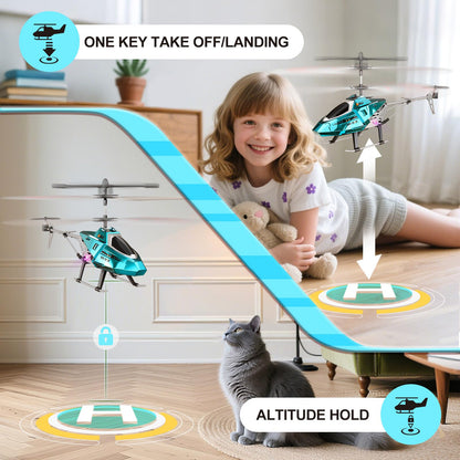 XIKOTEC RC Helikopter ferngesteuert mit LED und 2 Akkus, blau