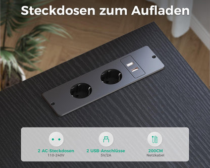 Coleshome Umkehrbarer L-Form Eckschreibtisch Schwarz 140x70cm USB-Anschluss