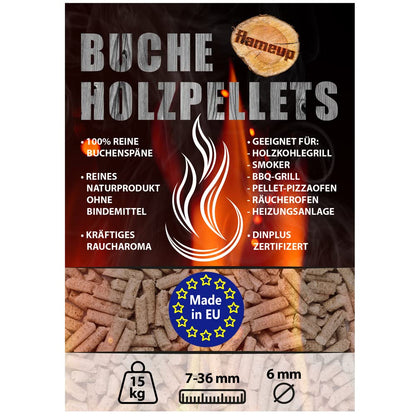 Flameup Buchenpellets 100 % Buche für Grill, Smoker und Pizzaofen