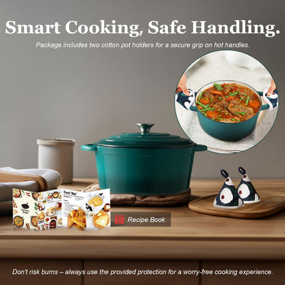 Overmont Gusseisen Topf Emaille Bräter Schmortopf 26cm Seeblau