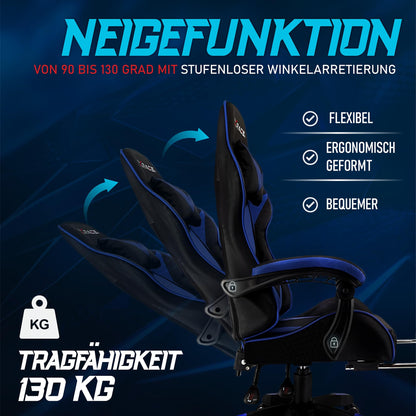 xRace Gaming Stuhl Ergonomischer Lederbürostuhl – Blau