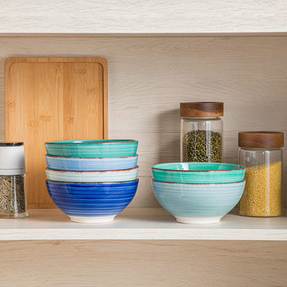 vancasso BONITA Schüsselset 6-teilig, Steingut Suppenschalen blau