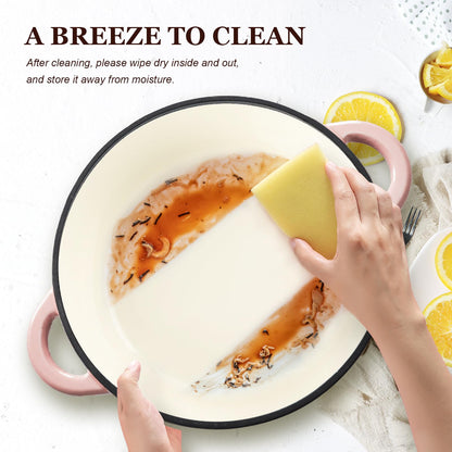 Overmont Gusseisen Bräter Schmortopf – emailliert 28cm Rosa