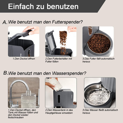 Gardner Pet Futterspender und Wasserspender Set für Katzen und Hunde