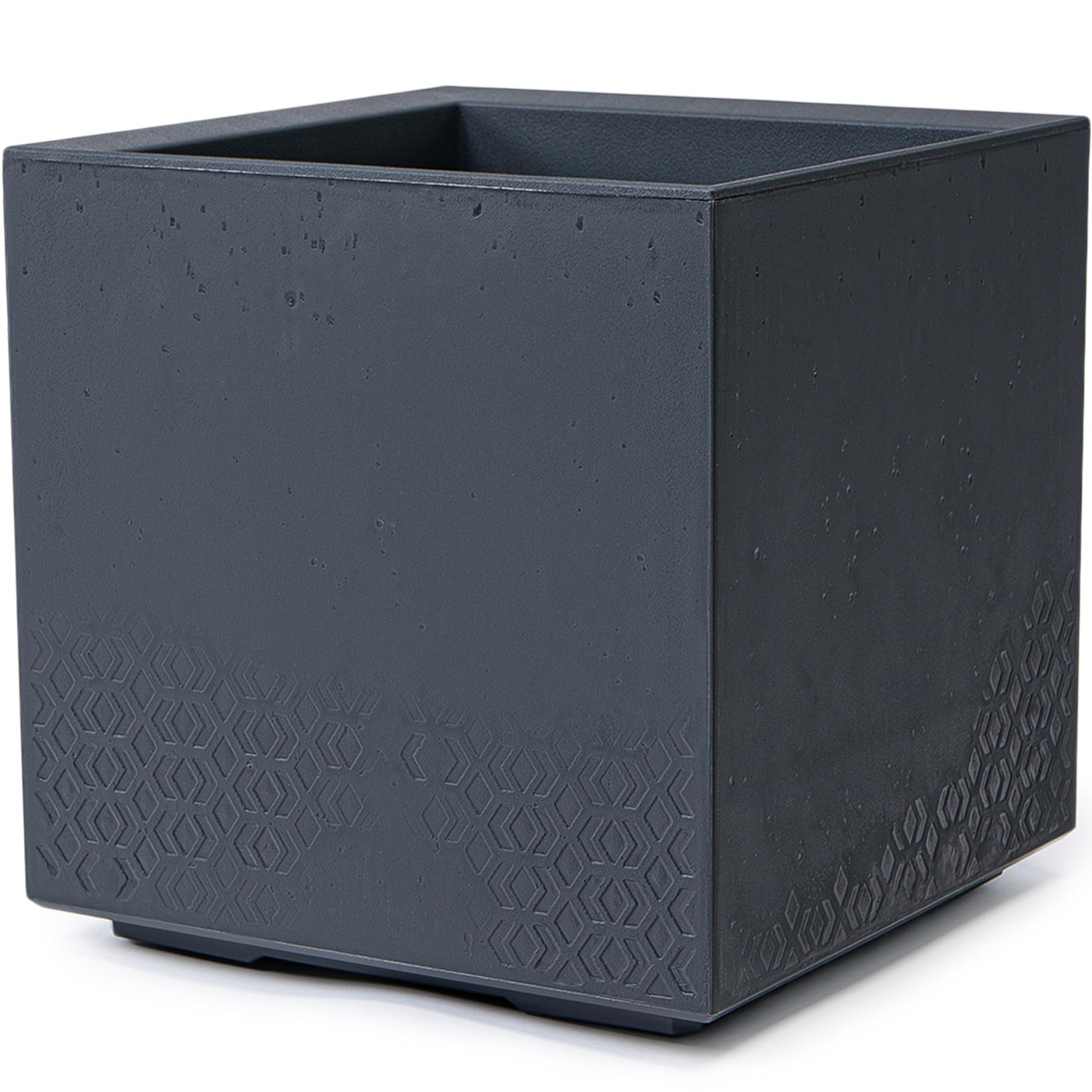 KONZEPT Pflanzkübel auf Rollen 40x40x40 cm anthrazit Beton-Optik, quadratische Form aus Kunststoff