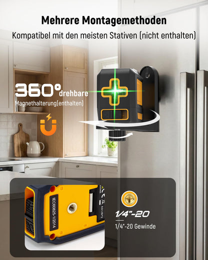 KAIWEETS T40 Kreuzlinienlaser grün, selbstnivellierend, 30 m
