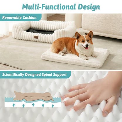 COZY KISS Orthopädisches Hundebett, waschbar, Beige, 76 x 58 cm