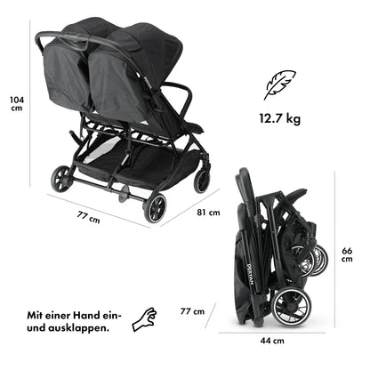 Deryan Rolo X2 Kombi-Buggy 2-in-1 Kompakt - Schwarz