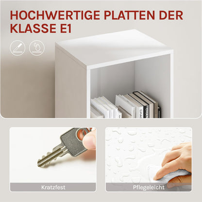 WOLTU Bücherregal SK028ws, Standregal mit Schubladen und Tür, weiss