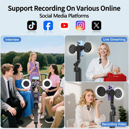 yAyusi Vlogging-Kit C19, Handy-Stativ mit Licht und Mikrofon