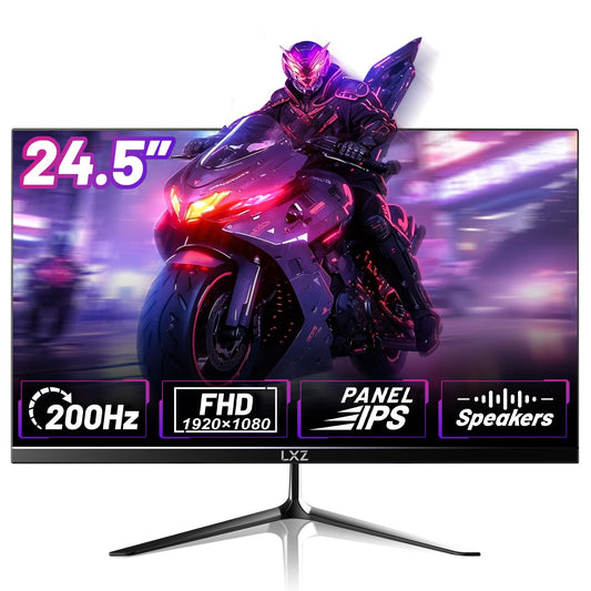 LXZ 24.5 Zoll Gaming Monitor – 200Hz FHD 1ms Eye Care. Schwarzer, rechteckiger Monitor für Gaming mit FHD, 200Hz & 1ms.