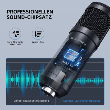 SUDOTACK USB Gaming Mikrofon Kondensator Set - PC Streaming