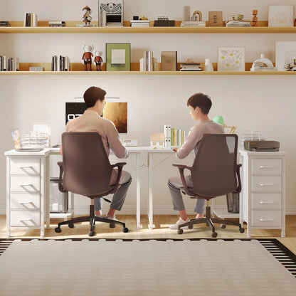 Coleshome Eckschreibtisch L-Form 100x70cm – 4 Schubladen Weiss