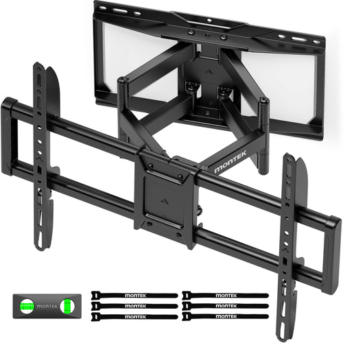 monTEK TV Wandhalterung HW1271BK schwenkbar für 37–90 Zoll bis 75 kg, ausziehbare Doppelarme