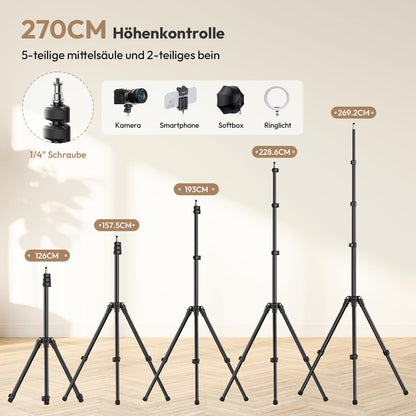 Ulanzi T270 Lichtstativ 270cm - Aluminium, Tragbares Fotostativ