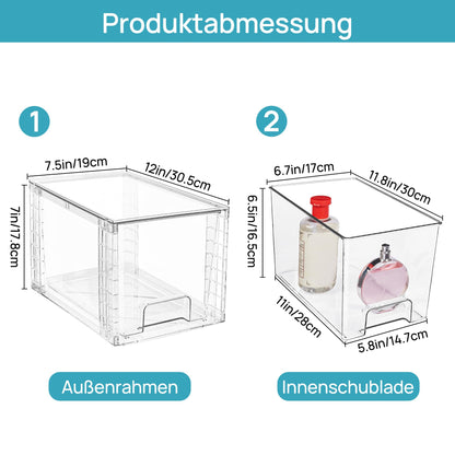 Vtopmart Aufbewahrungsschubladen 4er-Set, stapelbar und transparent