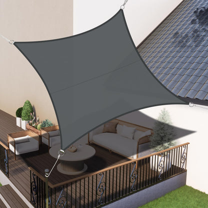 LOVE STORY Sonnensegel wasserdicht 4x4 m quadratisch Anthrazit als Sonnenschutz für Terrasse und Garten