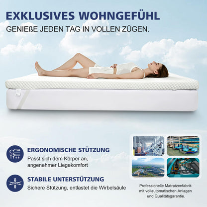 Waxberry Matratzentopper 180x200 cm, Gel-Memory-Schaum, H3/H4