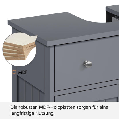 Yaheetech Waschbeckenunterschrank Landhausstil – Dunkelgrau