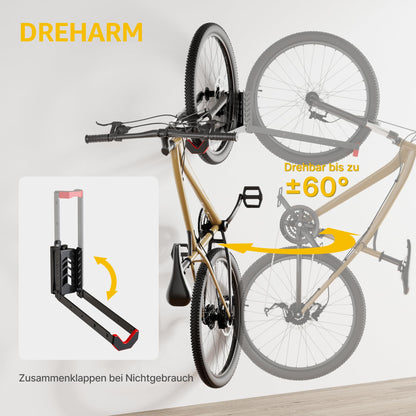 monTEK schwenkbare Fahrradwandhalterung Garage – 2er-Set