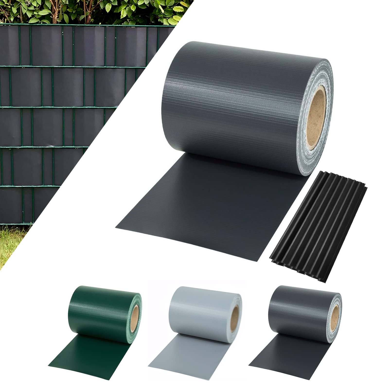 interGo Sichtschutzstreifen PVC für Doppelstabmatten, 50 m x 19 cm im Stabmattenzaun