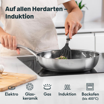 SILBERTHAL Edelstahlpfannen Set - 28cm, 2-teilig, beschichtet/unbeschichtet