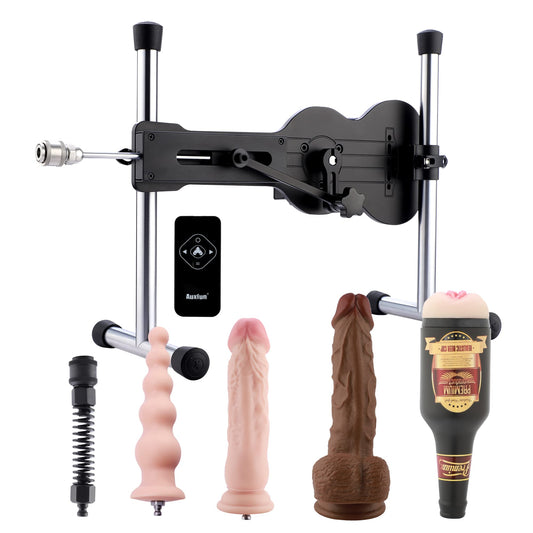 Auxfun Premium Unisex Sexmaschine – 60W EzfunLok Anschluss. Kompaktes, schwarzes Motorgerät für automatisierte Stoßbewegungen.