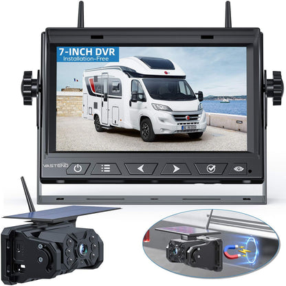 VASTEND Solar Rückfahrkamera kabellos VS-7A mit 7 Zoll Monitor, Solarpanel und Magnetbasis