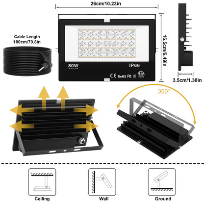 Smart RGB LED Fluter 80W Aussen Bluetooth – 2er Set IP66