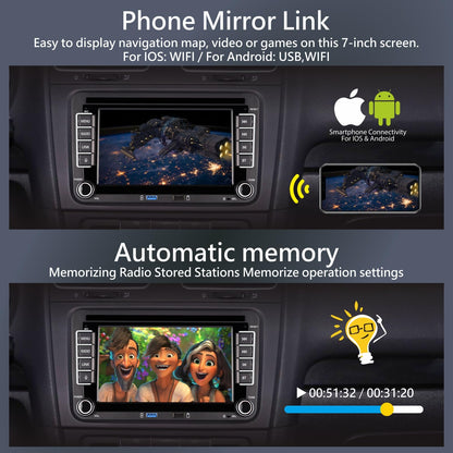 KTTCORLP Linux Autoradio Carplay Android Auto - 7 Zoll VW Golf 5 6
