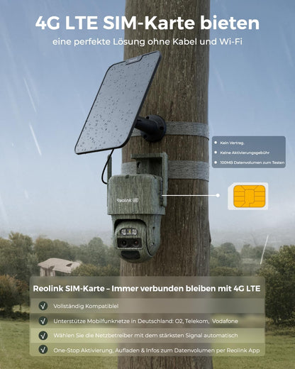 Reolink TrackMix LTE Trail 4K Wildkamera mit Solarpanel und SIM-Karte
