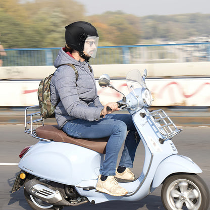 LIONCIANO Jethelm Motorradhelm mit Schutzbrille, matt-schwarz