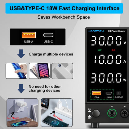 WANPTEK POWER DC Labornetzteil digital regelbar 30V 10A