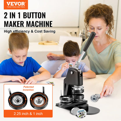 VEVOR Knopfmaschine Button Maker Set 25 mm & 58 mm, 500 Teile
