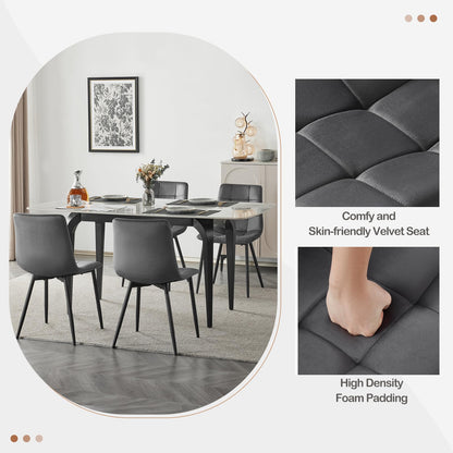 EUGAD Esszimmerstühle 4er Set gepolstert Samt – dunkelgrau