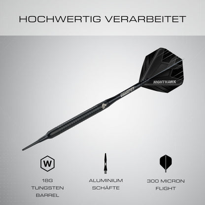 Champify Nighthawk Soft-Darts Set 18g Tungsten mit Darttasche