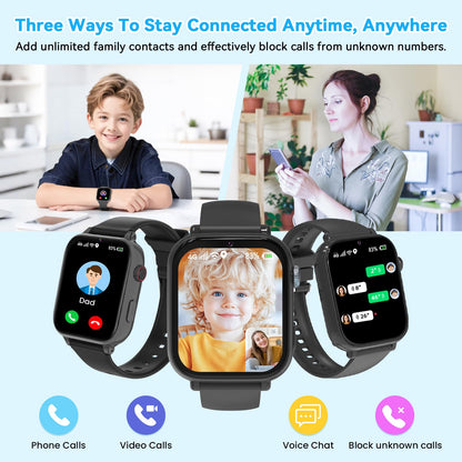 Ucani 4G Kinder-Smartwatch A28 mit GPS, Videoanruf und SOS, Schwarz