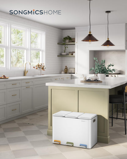 SONGMICS HOME Mülleimer Mülltrennsystem 3x15L LTB740W02V1 Wolkenweiss