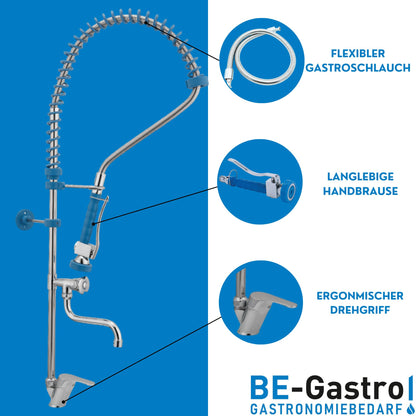 BE-GASTRO® Gastro Geschirrbrause Einloch Premium Hebelgriff Blau