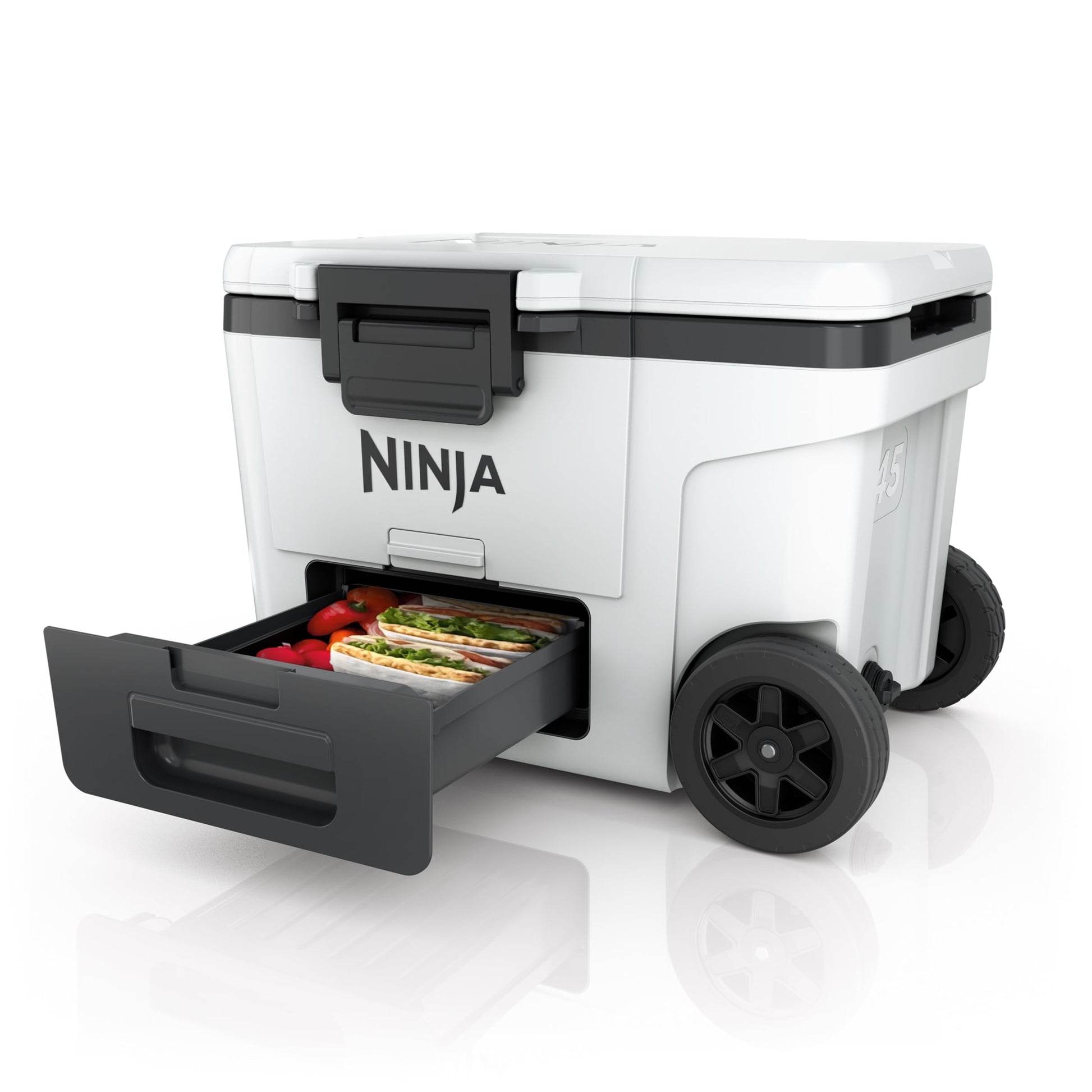 Ninja FrostVault Kühlbox mit Rollen, 42 l, Wolkenweiss, FB245EUWH – Isolierbox zur Kühlung von Getränken und Lebensmitteln