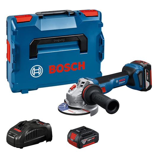 Bosch Professional GWS 18V-11 S Akku-Winkelschleifer, blau-schwarz, kabellos zum Trennen und Schleifen von Metall und Stein.