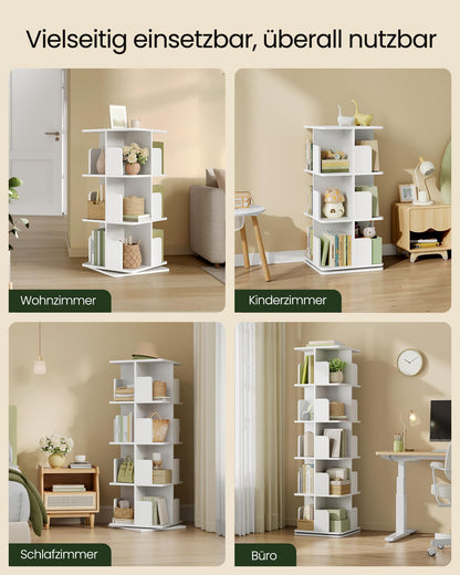 EUGAD Drehregal Bücherregal Raumteiler – 4 Ebenen MDF Weiss