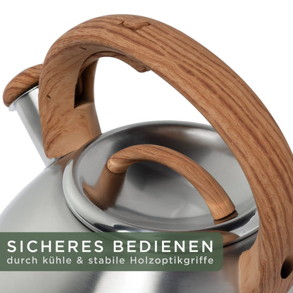 WALDWERK Flötenkessel 2,3 L – Edelstahl Wasserkessel für Induktion