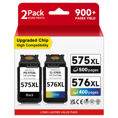INKYEAH PG-575 CL-576 XL Tintenpatronen kompatibel für Canon 2er-Pack
