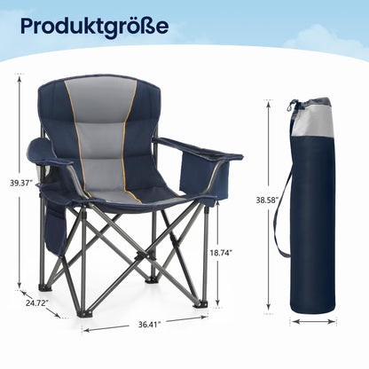 HIGH POINT SPORTS Campingstuhl faltbar 2er Set XXL gepolstert Blau