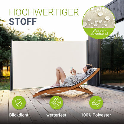 Juskys Seitenmarkise Dubai 160x300 cm Sichtschutz – Beige
