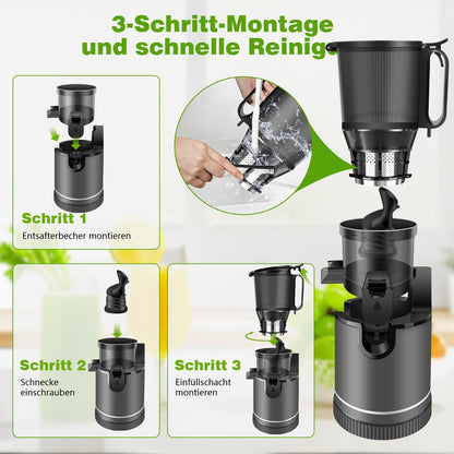 VitaPress Slow Juicer Entsafter - 147mm XXL Einfüllschacht
